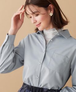 alotta パール調ボタンシャツブラウス