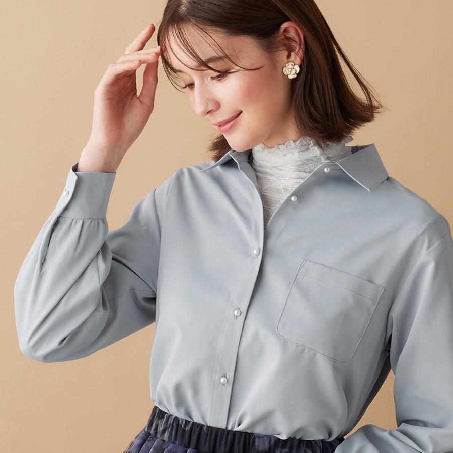 alotta パール調ボタンシャツブラウス