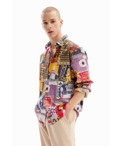 Desigual パッチワーク ポプリンシャツ