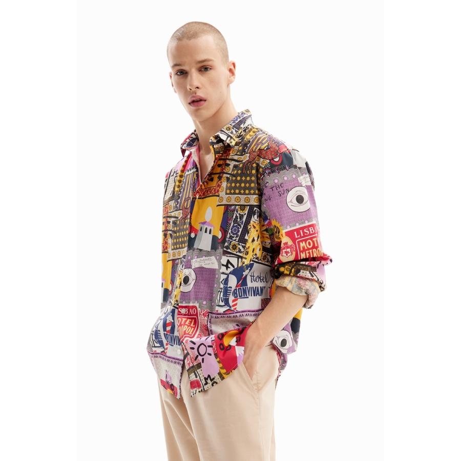 Desigual パッチワーク ポプリンシャツ