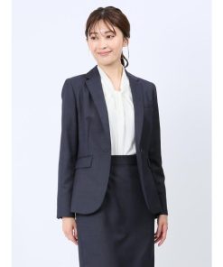 m.f.editorial 【ストレッチ ウォッシャブル】m.f.エディトリアル ウール混 1釦ジャケット(セットアップ可能)