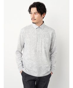 element of SIMPLE LIFE ボタニカルジャカード長袖ZIPポロ