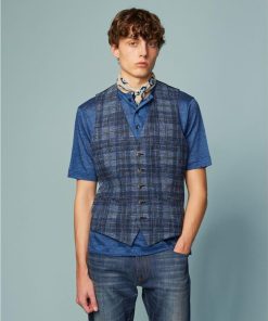 JOSEPH ABBOUD 【イタリア素材/軽量/ストレッチ】サマーツィードジャージープリントベスト