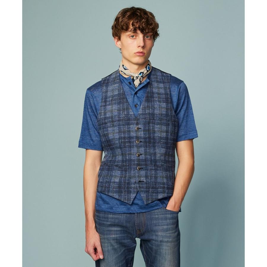 JOSEPH ABBOUD 【イタリア素材/軽量/ストレッチ】サマーツィードジャージープリントベスト