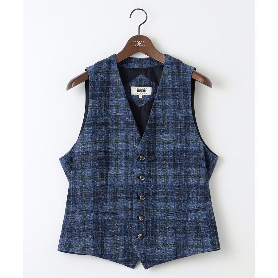 JOSEPH ABBOUD 【イタリア素材/軽量/ストレッチ】サマーツィードジャージープリントベスト - 画像 (5)