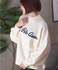 U.S. POLO ASSN. 【胸元にチェーン刺繍】 モヘアライクニット モックネックプルオーバーセーター