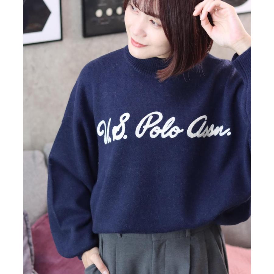 U.S. POLO ASSN. 【胸元にチェーン刺繍】 モヘアライクニット モックネックプルオーバーセーター - 画像 (2)
