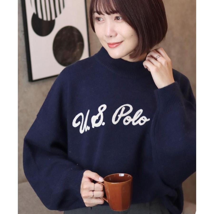 U.S. POLO ASSN. 【胸元にチェーン刺繍】 モヘアライクニット モックネックプルオーバーセーター - 画像 (3)