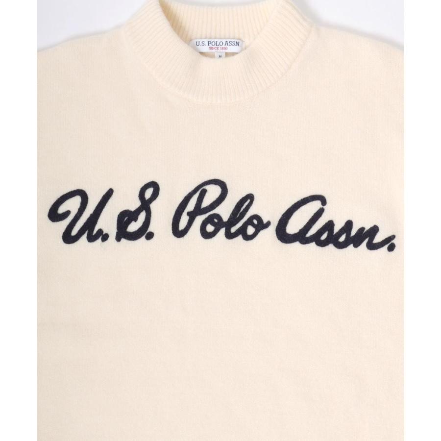 U.S. POLO ASSN. 【胸元にチェーン刺繍】 モヘアライクニット モックネックプルオーバーセーター - 画像 (7)