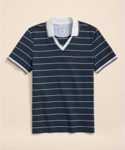 スーピマコットン　GFロゴ　サッカーストライプ　ジョニーカラーポロシャツ　Slim Fit