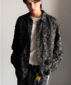 25AW新作【Classical Origin】フリンジ使いブロックチェックアウターシャツ（長袖）