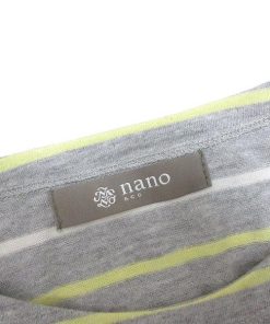 y■ナノユニバース/NANO&COマルチボーダー柄Tシャツ■灰【 メンズL 】MENS/125【中古】