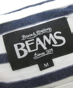 G■ビームス/BEAMS コットンTシャツ/ボーダー柄【M】白紺/men's/138【中古】■