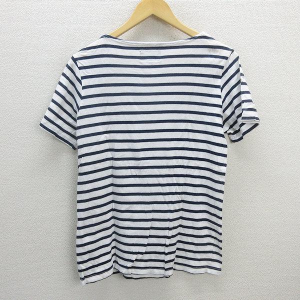 G■ビームス/BEAMS コットンTシャツ/ボーダー柄【M】白紺/men's/138【中古】■ - 画像 (2)