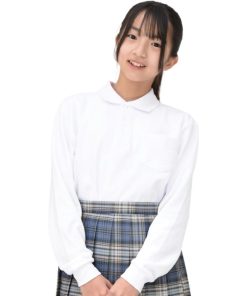 スクールポロシャツ 長袖 女児 女の子 ガールズ 小学生 中学生 高校生 制服 冠婚葬祭 シワになりにくい(長袖・単品,  140)