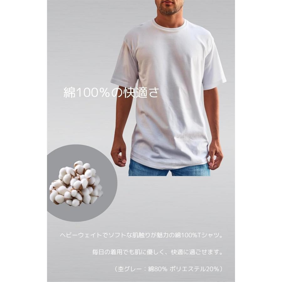 Tシャツ メンズ 厚手 綿100% 半袖 クルーネック 無地 白 黒 ヘビーウェイト 3枚組 洗濯ネット付き MDM( ブラック, XL) - 画像 (3)