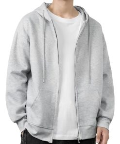 アスペルシオ ストリート系 スウエットパーカー 長袖 シルエット フルジップアップ フーディー b系(ソフトグレー(厚手),  2XL)