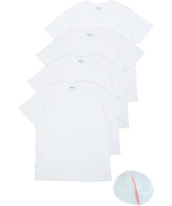 インナーシャツ メンズ 綿100％ 半袖 クルーネック 無地 速乾 吸汗 tシャツ やわらか肌着 4枚組 白 黒 MDM( ホワイト,  M)