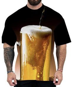 おもしろ Ｔシャツ メンズ ビール 酒 大きいサイズ 半袖 ビールtシャツ 飲み会 宴会 衣 黒 父の日(ブラック,  XL)