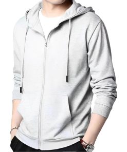 エンプティオ スタイリッシュ アウトドア ファスナー スエット 前開き メンズ パーカー 大きいサイズ 長袖( ウスデグレー,  XL)