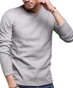 ストリート シンプル 長袖 インナーシャツ メンズ 長袖カットソー 透けない トップス クルーネック ロンt(グレー(厚手),  L)