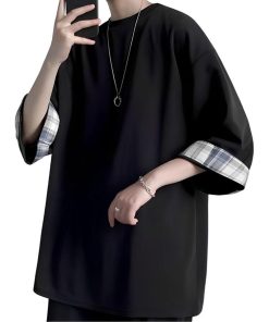 エンプティオ ルーズフィット 半袖 オシャレ トップス シャツ 大きいサイズ オーバーサイズ メンズ インナー(モードブラック,  M)