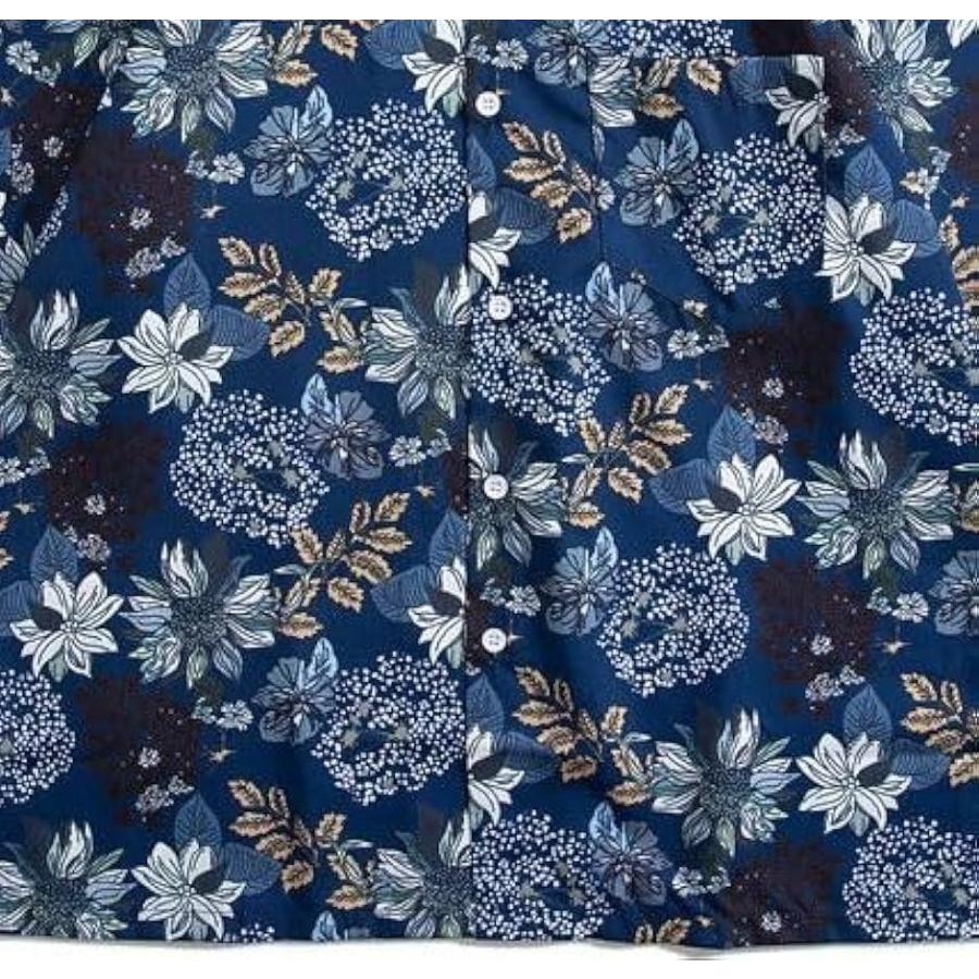 アスペルシオ ひまわり柄 オープンシャツ オシャレ さわやか 開襟シャツ 花柄 トロピカル 半袖 メンズ(フラワーネイビー, XL) - 画像 (7)