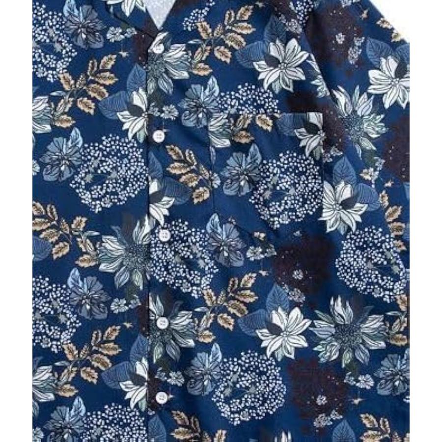 アスペルシオ ひまわり柄 オープンシャツ オシャレ さわやか 開襟シャツ 花柄 トロピカル 半袖 メンズ(フラワーネイビー, XL) - 画像 (8)