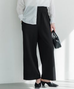 coca パンツ エンボス加工ウエストシャーリングワイドパンツ レディース