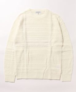 STYLEBLOCK セーター ニット ケーブル編み地柄ボーダークルーネックニット メンズ