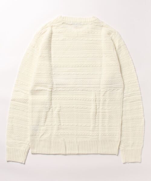 STYLEBLOCK セーター ニット ケーブル編み地柄ボーダークルーネックニット メンズ - 画像 (4)