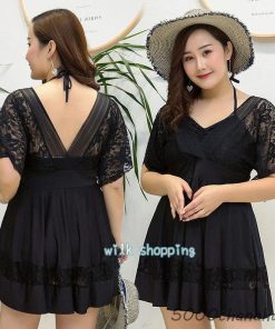 ぽっちゃり 水着 ワンピース 体型カバー 大きいサイズ レディース 半袖 露出控えめ オールインワン  ママ フレア 無地 温泉水着 海水浴