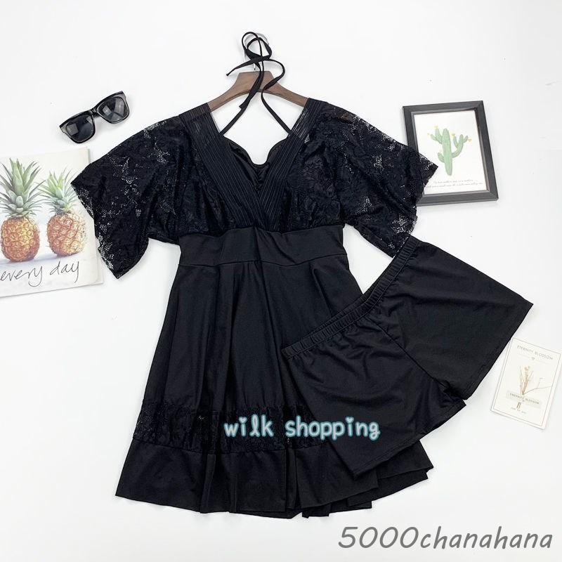 ぽっちゃり 水着 ワンピース 体型カバー 大きいサイズ レディース 半袖 露出控えめ オールインワン ママ フレア 無地 温泉水着 海水浴 - 画像 (7)