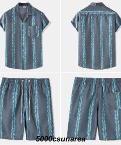 セットアップ アロハシャツ メンズ オープンカラーシャツ 上下セット  開襟シャツ 半袖 総柄 リゾート 旅行コーデおしゃれ涼しい 胸ポケット 夏