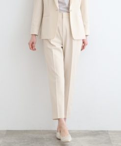 INDIVI スラックス パンツ 「定番スーツ／洗える／UVケア」ストレッチタックテーパードパンツ レディース