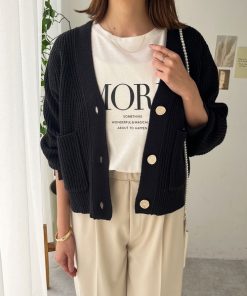 GeeRA カーディガン ビッグポケットショートニットカーディガン レディース