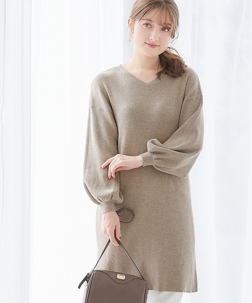 alotta ニット セーター もっちりパフ袖ニットワンピース レディース - 画像 (3)