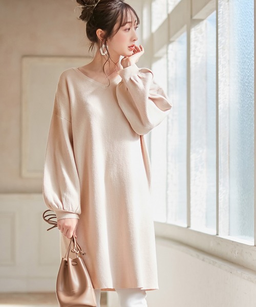 alotta ニット セーター もっちりパフ袖ニットワンピース レディース - 画像 (4)