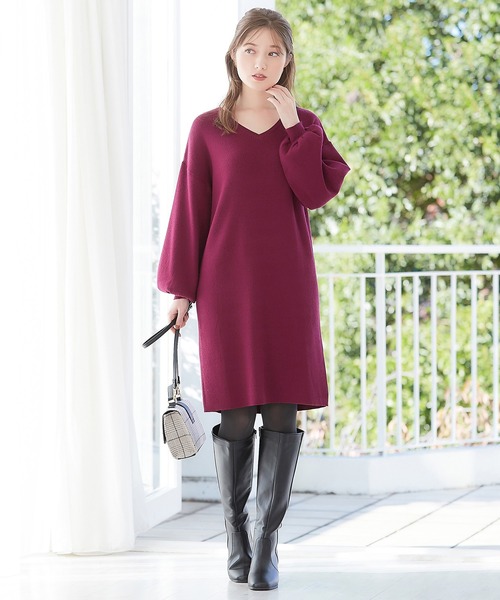 alotta ニット セーター もっちりパフ袖ニットワンピース レディース - 画像 (7)