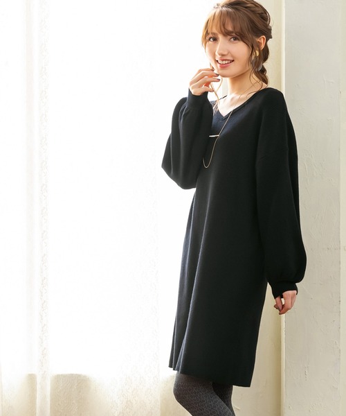 alotta ニット セーター もっちりパフ袖ニットワンピース レディース - 画像 (9)