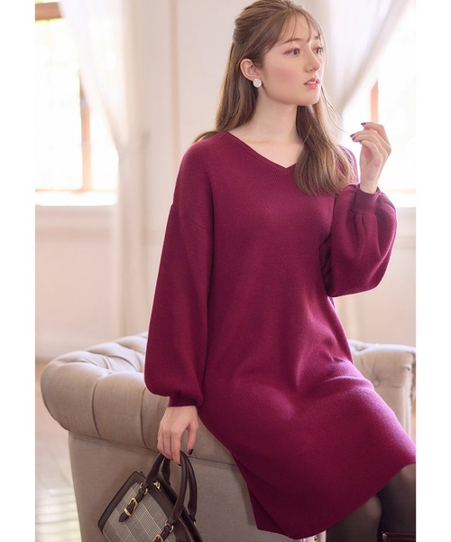 alotta ニット セーター もっちりパフ袖ニットワンピース レディース - 画像 (6)