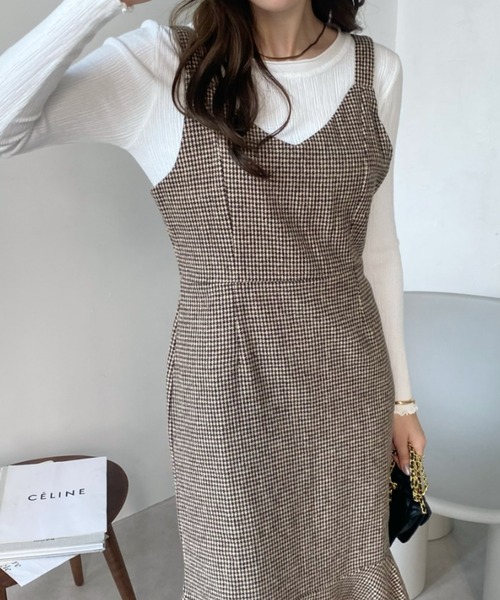 ad thie ワンピース 千鳥柄マーメイドキャミワンピース - 画像 (3)