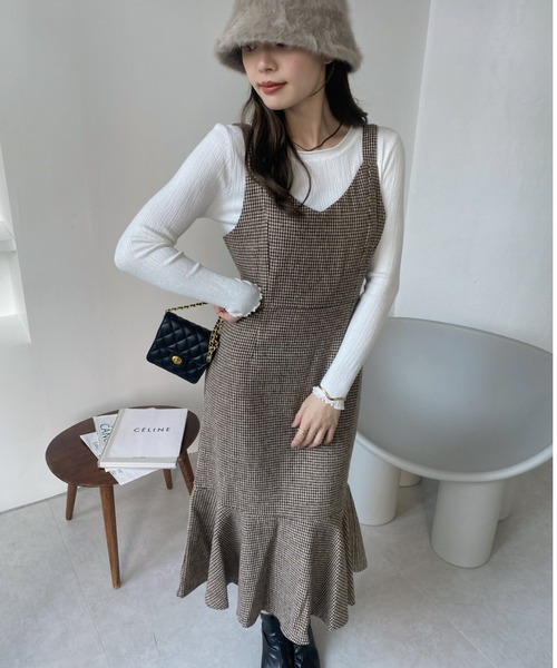 ad thie ワンピース 千鳥柄マーメイドキャミワンピース - 画像 (5)