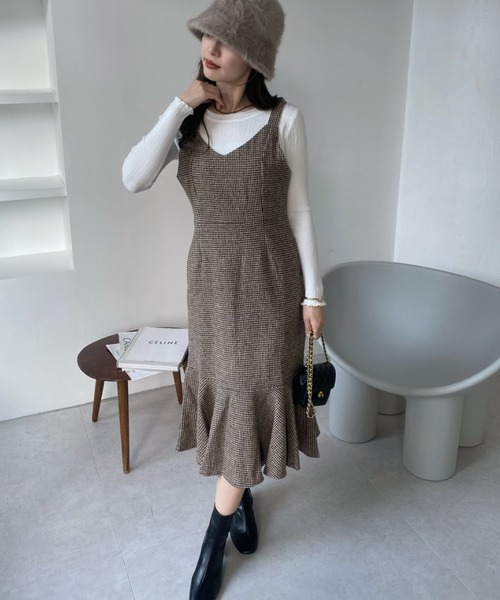 ad thie ワンピース 千鳥柄マーメイドキャミワンピース - 画像 (9)