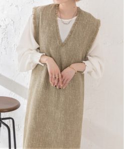 ad thie ワンピース ツイード・Vネック ジャンパースカート