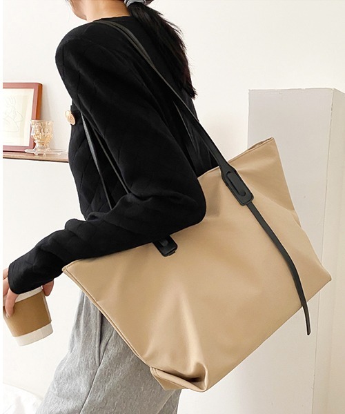 ad thie トートバッグ 合皮 ハンドル 大容量トートバッグ レディース - 画像 (2)