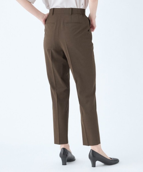 SUIT SELECT スラックス パンツ 「洗えるハイウエスト・ゆるテーパードパンツ」メランジ無地ストレッチ素材 レディース - 画像 (7)