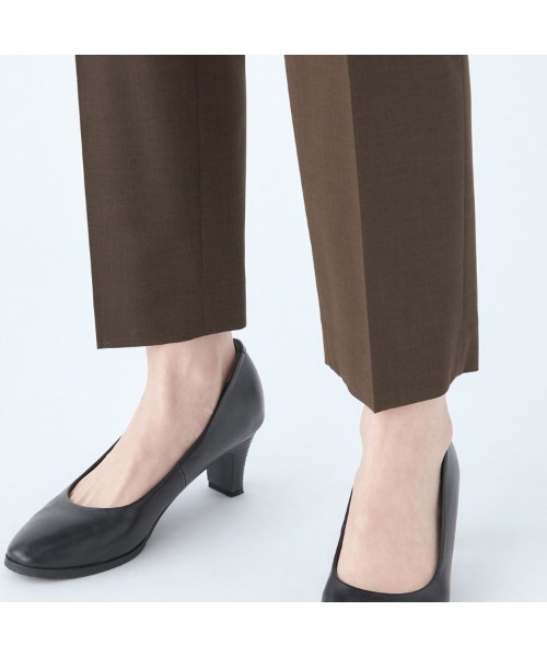 SUIT SELECT スラックス パンツ 「洗えるハイウエスト・ゆるテーパードパンツ」メランジ無地ストレッチ素材 レディース - 画像 (9)