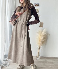 classicalelf ワンピース 女性らしさをブラッシュアップ。ツイードキャミロングワンピース