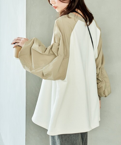 FREAK'S STORE トレーナー スウェット 限定展開 裏毛 異素材 ドッキング 2WAY ビッグ プルオーバー レディース - 画像 (7)